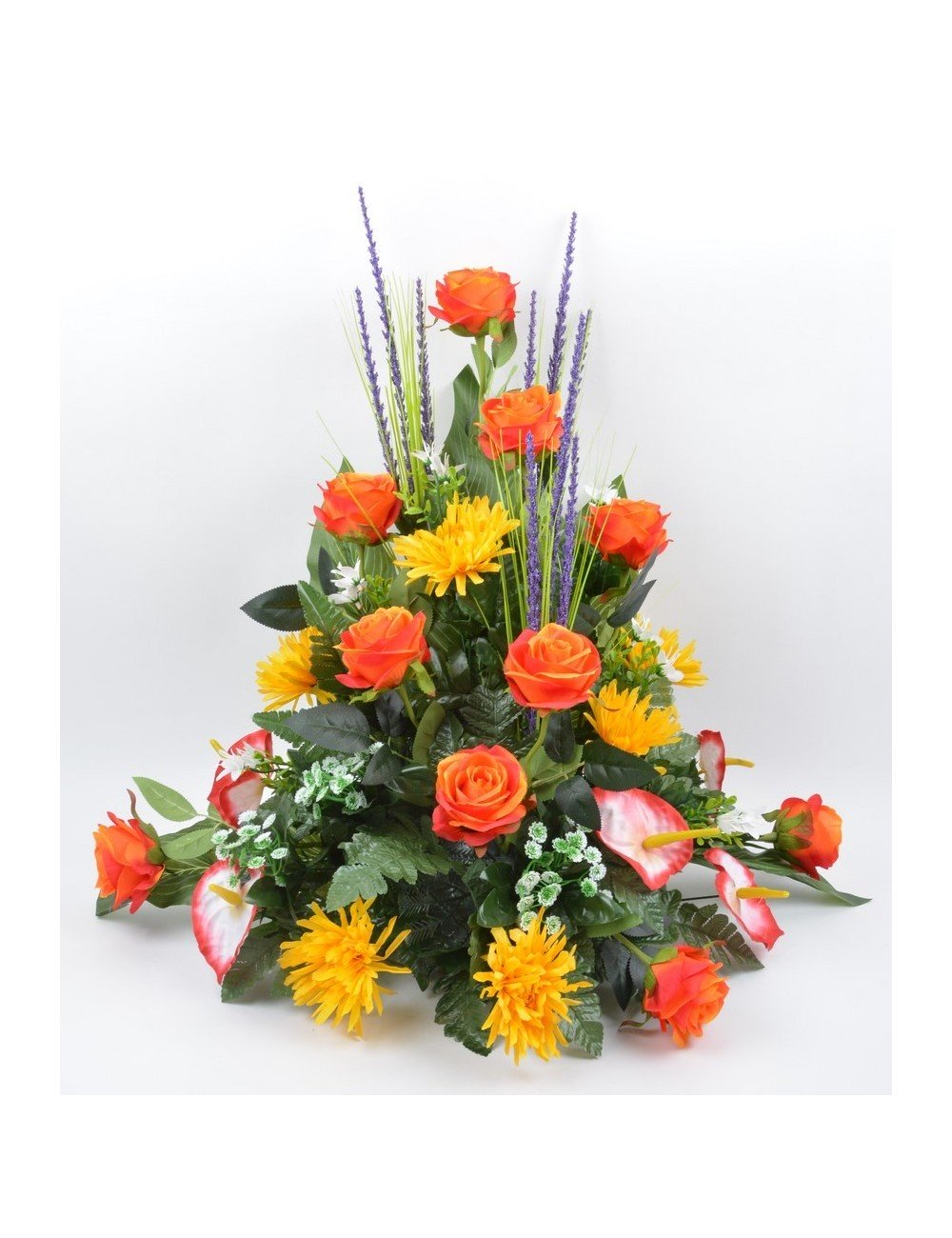 DEVANT DE TOMBE PM ROSE TOKIO ANTHURIUM ORANGE YELLOW