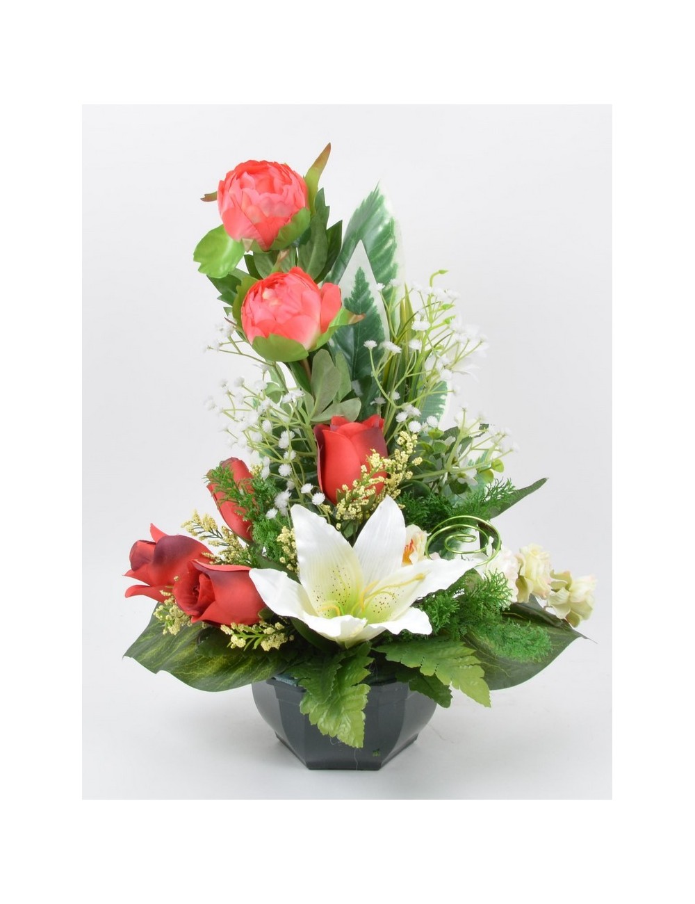 OCEA 17 CM LYS PIVOINE BOUTON RED CREAM