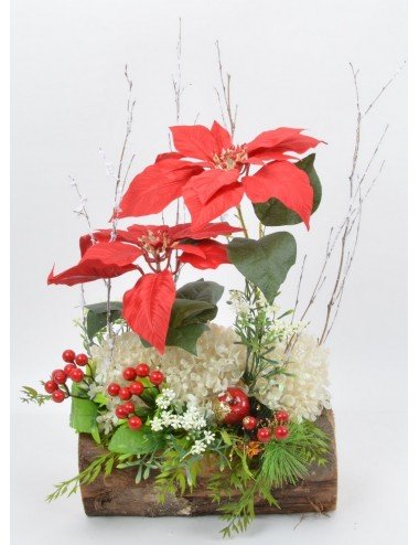 JARDINIERE BOIS 25 CM NOEL FORESTIER RED WHITE