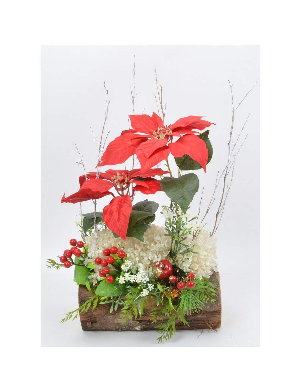 JARDINIERE BOIS 25 CM NOEL FORESTIER RED WHITE