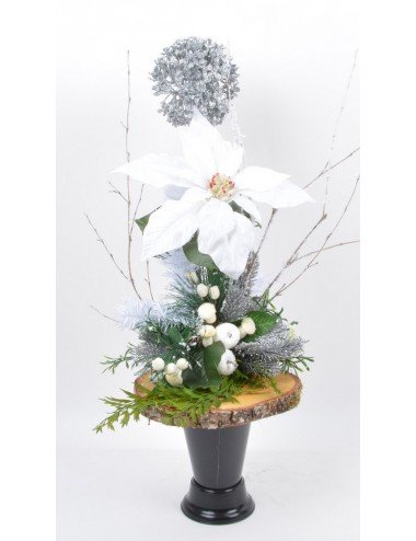 CONE + ROND BOIS NOEL FORESTIER WHITE SILVER