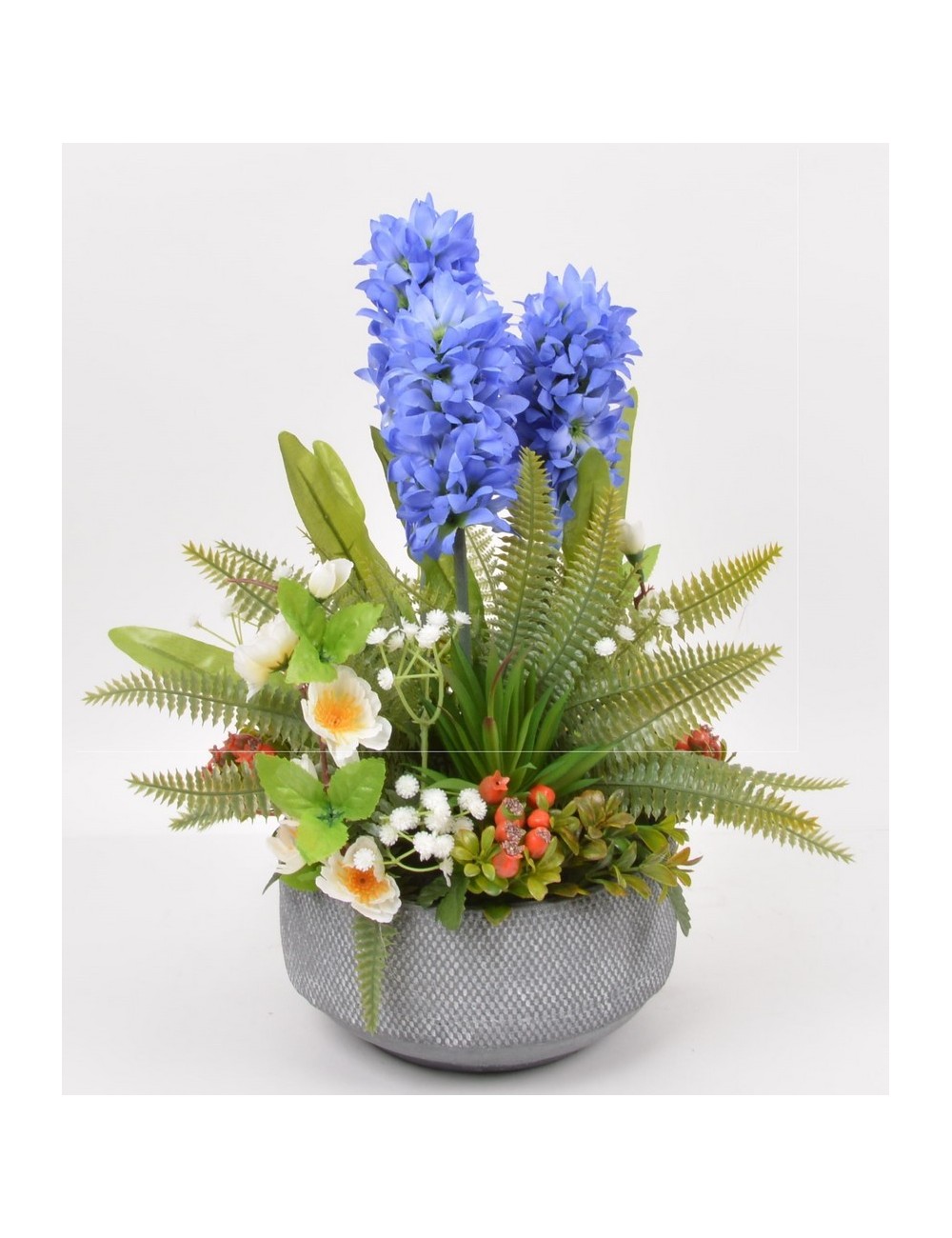 POT ROND BETON JACINTHE BLUE