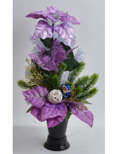 BOUQUET DE VASE POINCETIA NOEL LILAC WHITE