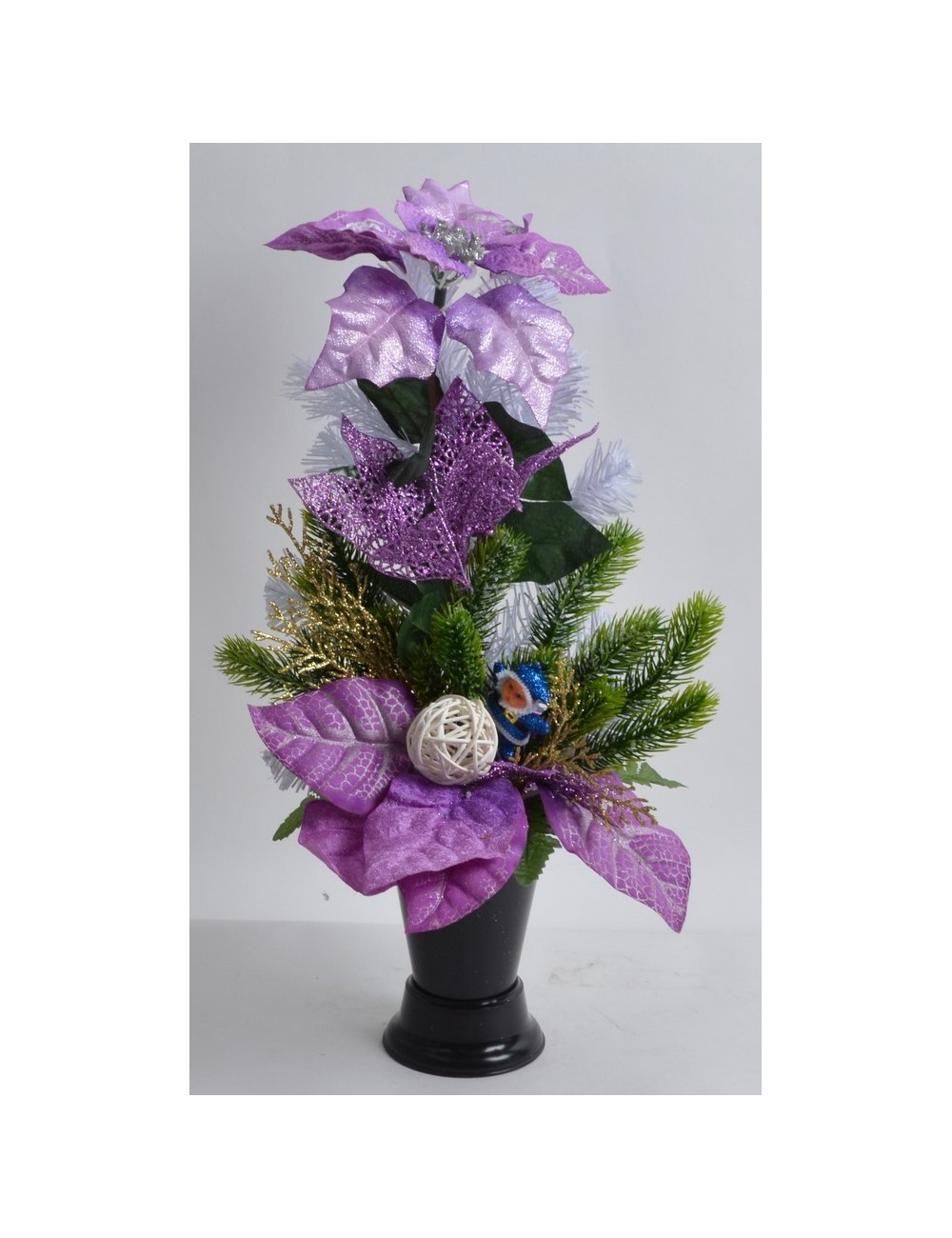 BOUQUET DE VASE POINCETIA NOEL LILAC WHITE