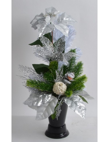 BOUQUET DE VASE POINCETIA NOEL LILAC WHITE