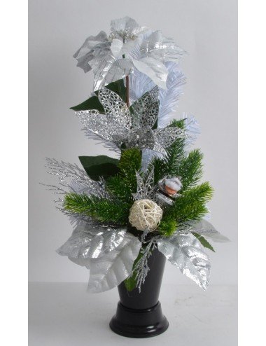 BOUQUET DE VASE POINCETIA NOEL SILVER WHITE