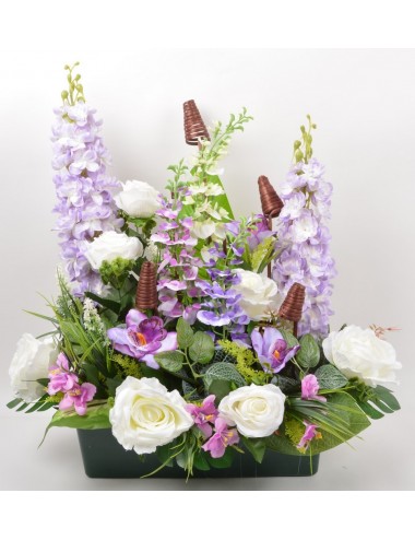 JARDINIERE 40 CM GLYCINE ROSE ORCHIDEE LILAC WHITE