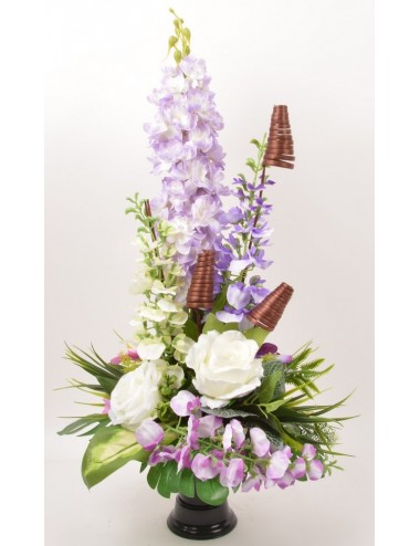 BOUQUET DE VASE GLYCINE ROSE ORCHIDEE LILAC WHITE