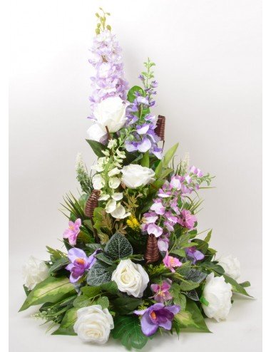 DEVANT DE TOMBE PM GLYCINE ROSE ORCHIDEE LILAC WHITE