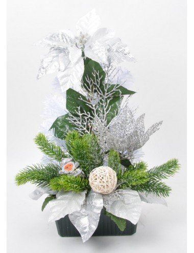 JARDINIERE 18 CM POINCETIA NOEL SILVER WHITE