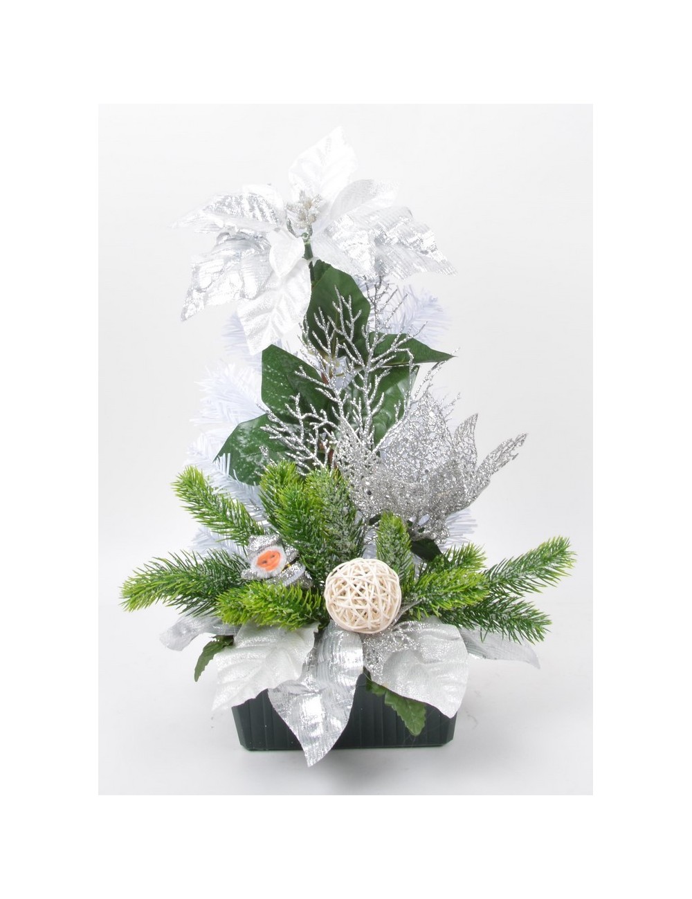 JARDINIERE 18 CM POINCETIA NOEL SILVER WHITE