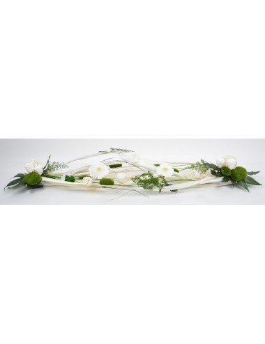 DESSUS DE CERCUEIL FLUIDE FLEURS STABILISEES CREAM