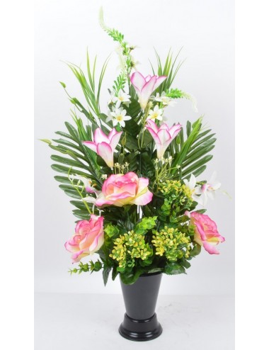 BOUQUET DE VASE ROSE EUPHORBIA ASS