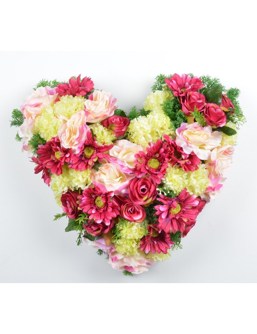 COEUR 40 CM OEILLET GERBERA ROSE BEAUTY