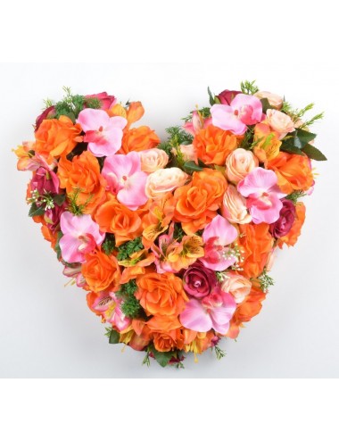 COEUR 40 CM ROSE ORCHIDEE ORANGE