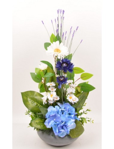 COUPE RONDE HORTENSIA BLEUET MARGUERITE BLUE