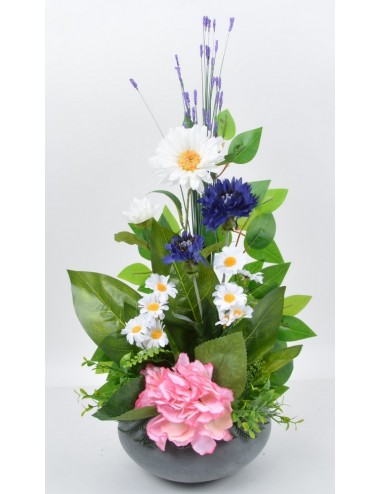 COUPE RONDE HORTENSIA BLEUET MARGUERITE PINK