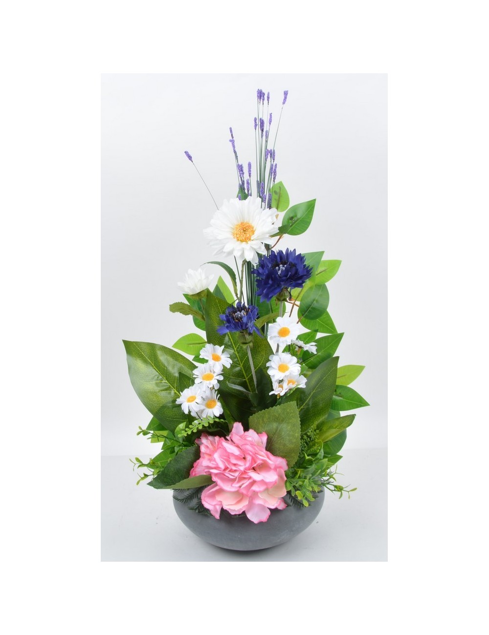 COUPE RONDE HORTENSIA BLEUET MARGUERITE PINK