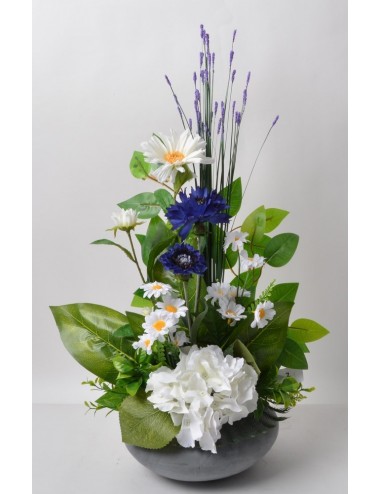 COUPE RONDE HORTENSIA BLEUET MARGUERITE WHITE