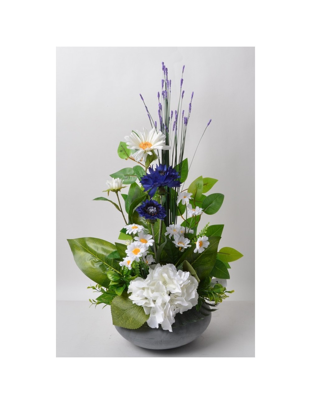 COUPE RONDE HORTENSIA BLEUET MARGUERITE WHITE