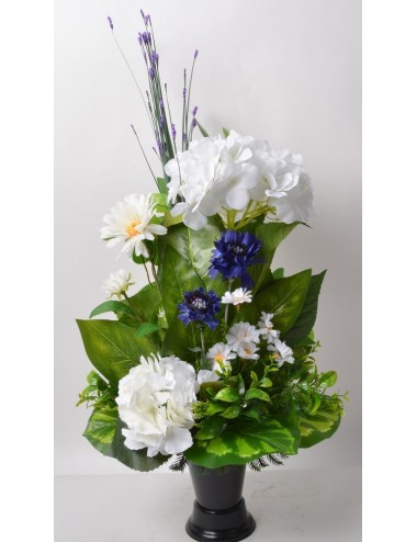 BOUQUET DE VASE HORTENSIA BLEUET MARGUERITE WHITE