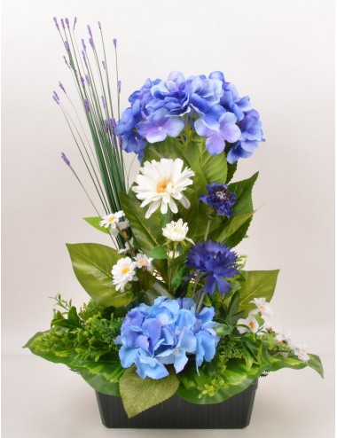 JARDINIERE 25 CM HORTENSIA BLEUET MARGUERITE BLUE