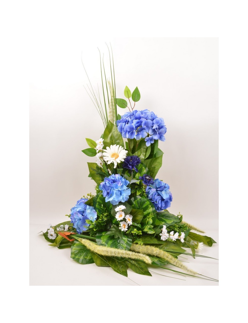 DEVANT DE TOMBE PM HORTENSIA BLEUET MARGUERITE BLUE