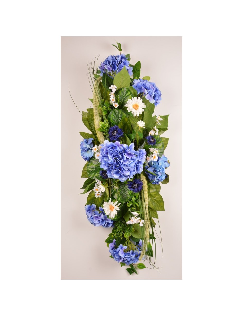 DESSUS DE CERCUEIL HORTENSIA BLEUET MARGUERITE BLUE