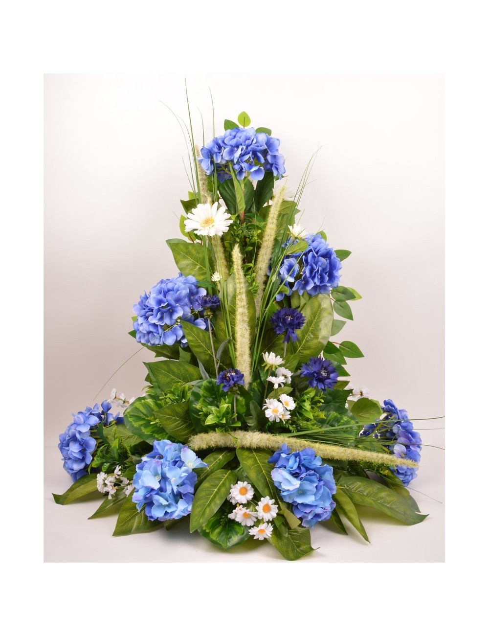 DEVANT DE TOMBE GM HORTENSIA BLEUET MARGUERITE BLUE