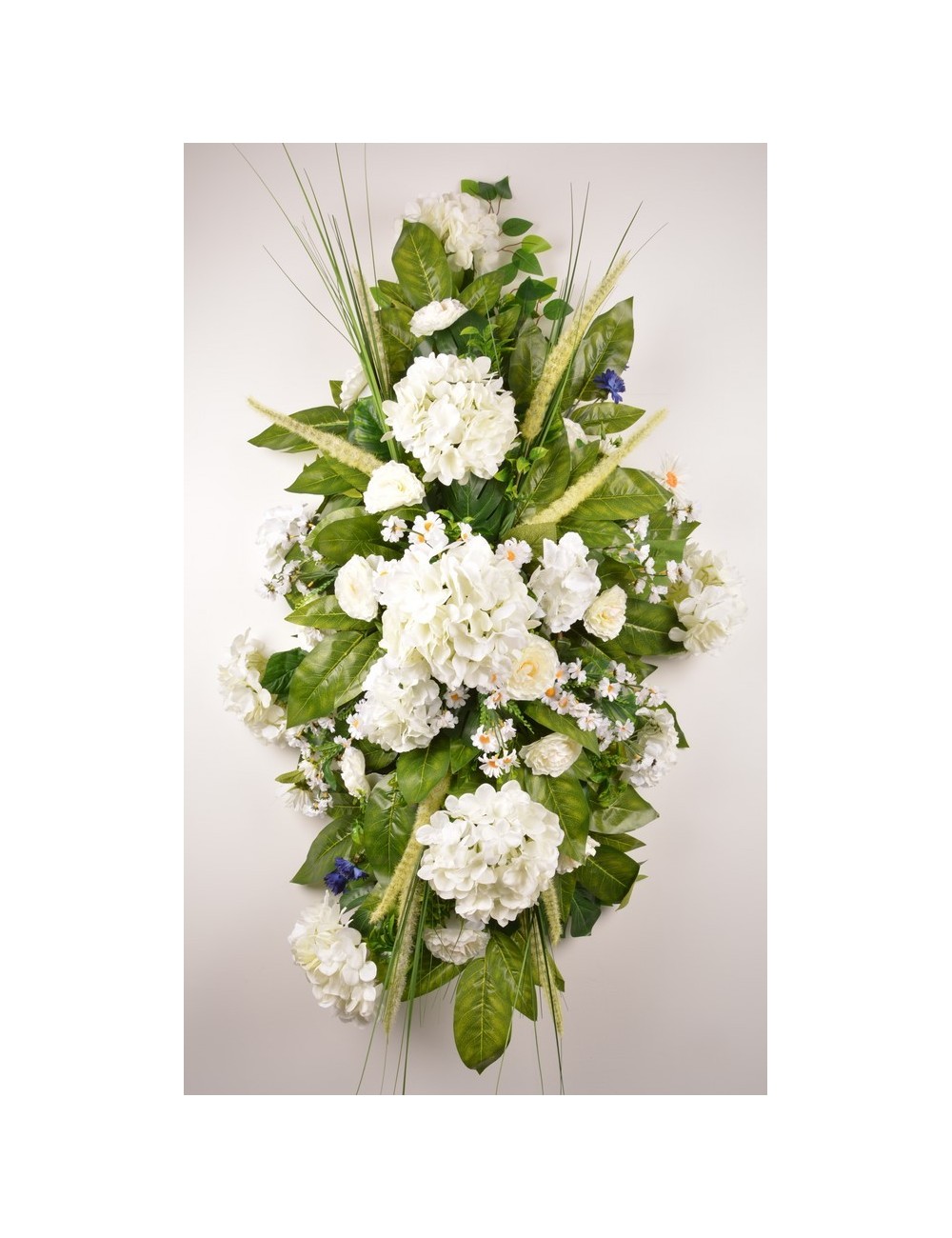 DESSUS DE CERCUEIL HORTENSIA BLEUET MARGUERITE WHITE DESSUS DE CERCUEIL HORTENSIA BLEUET MARGUERITE WHITE