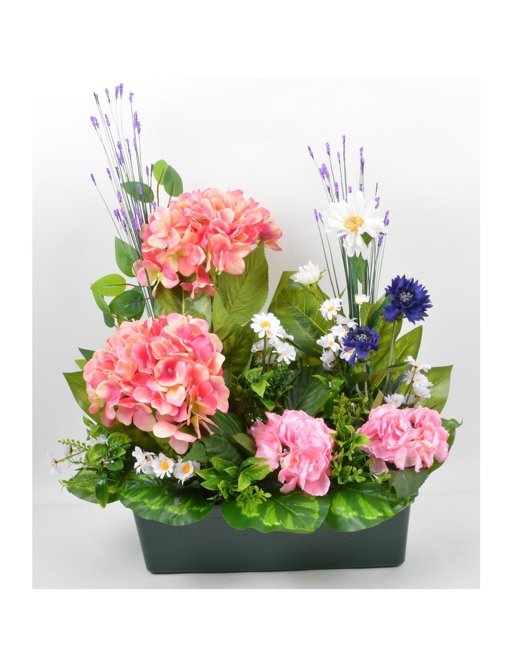 JARDINIERE 40 CM HORTENSIA BLEUET MARGUERITE BEAUTY