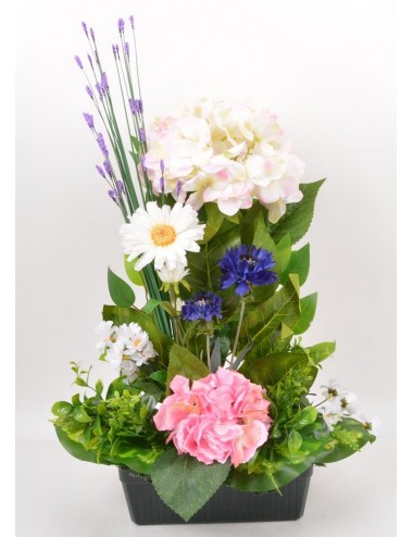 JARDINIERE 25 CM HORTENSIA BLEUET MARGUERITE PINK