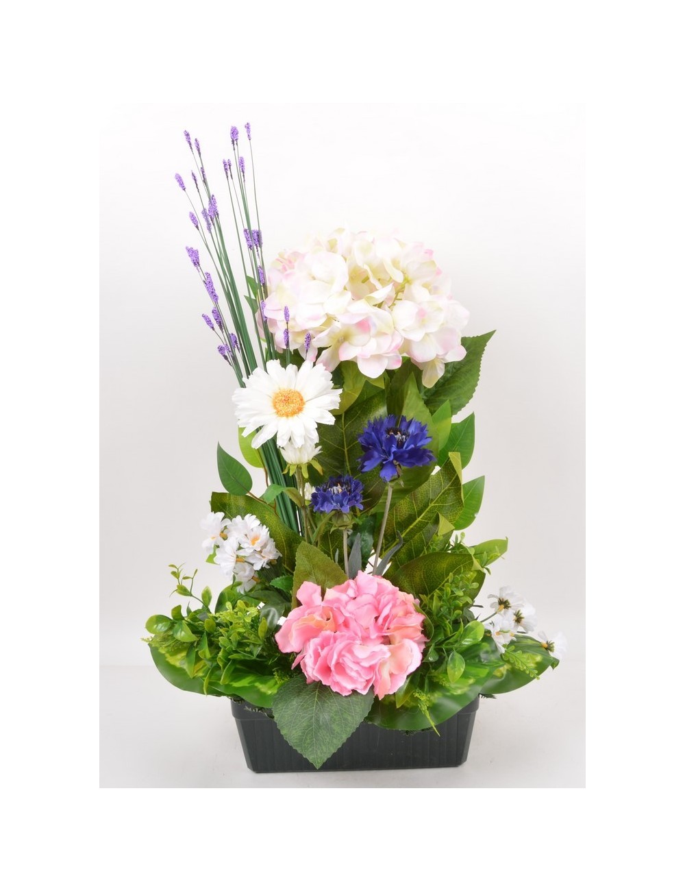 JARDINIERE 25 CM HORTENSIA BLEUET MARGUERITE PINK