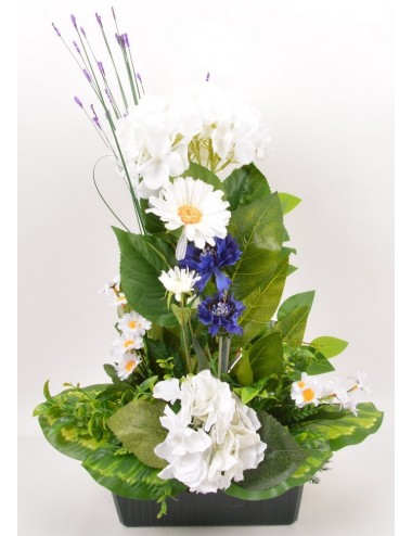 JARDINIERE 25 CM HORTENSIA BLEUET MARGUERITE WHITE