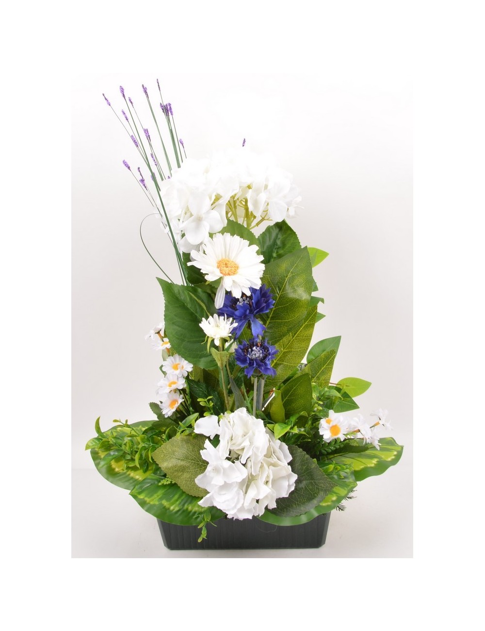 JARDINIERE 25 CM HORTENSIA BLEUET MARGUERITE WHITE