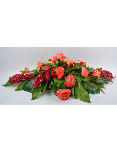 COUSSIN ORCHIDEE LYS PIVOINE RED SALMON