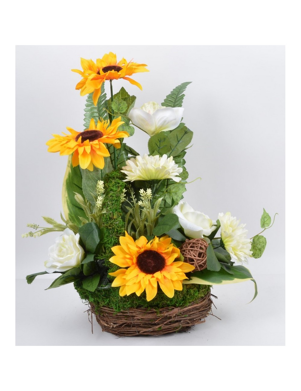 PANIER GM TOURNESOL ROSE GERBERA YELLOW CREAM