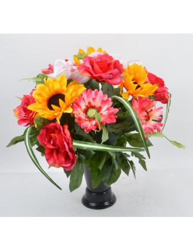 BOUQUET DE VASE TOURNESOL ROSE GERBERA RED YELLOW