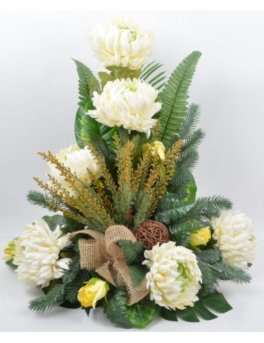 DEVANT DE TOMBE PM CHRYSANTHEME BRUYERE BOUTON CREAM YELLOW