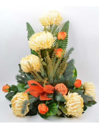 DEVANT DE TOMBE PM CHRYSANTHEME BRUYERE BOUTON YELLOW ORANGE