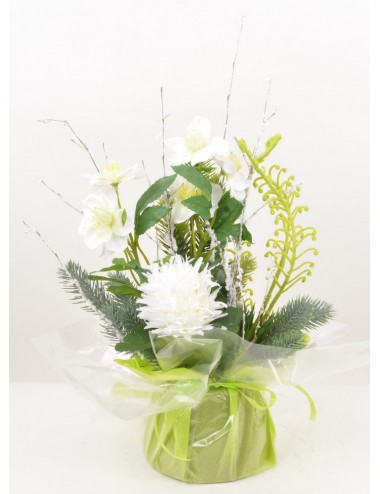 BOUQUET BULLE HELLEBORE ANANAS FOUGERE VELOURS CREAM