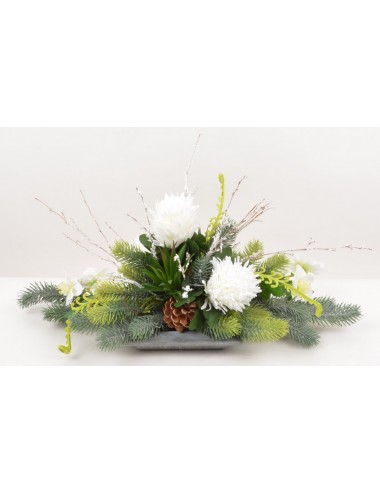 PLATEAU CARRE HELLEBORE ANANAS FOUGERE VELOURS CREAM