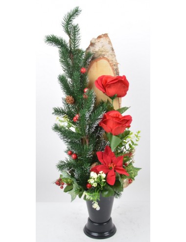 BOUQUET DE VASE ROSE POINCETIA VELOURS RED