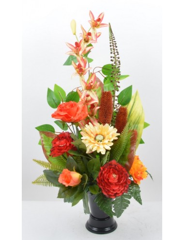 BOUQUET DE VASE ROSE GERBERA CHARDON