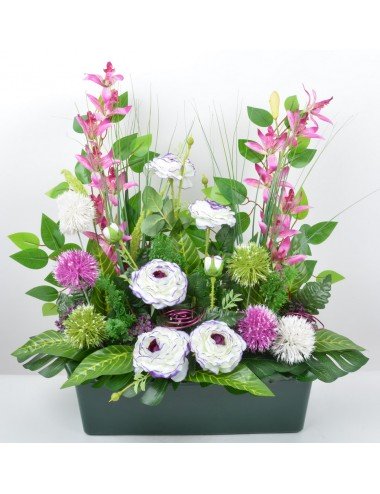 JARDINIERE 40 CM ORCHIDEE RENONCULE BEAUTY