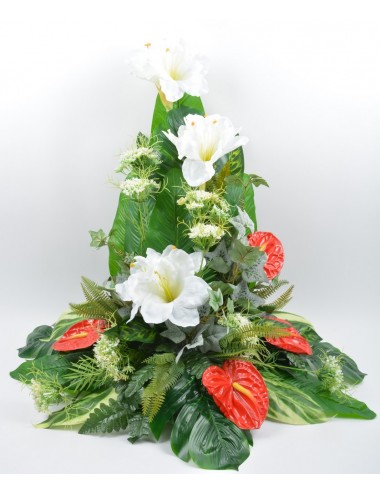 DEVANT DE TOMBE GM AMARYLLIS ANTHURIUM RED
