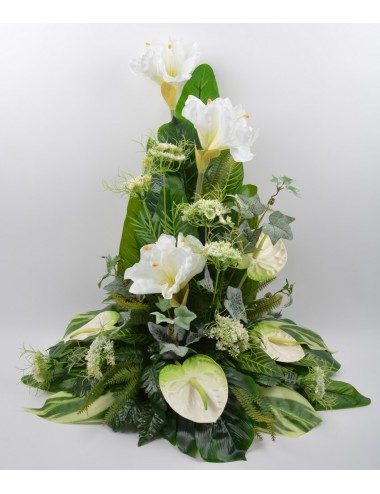 DEVANT DE TOMBE GM AMARYLLIS ANTHURIUM WHITE