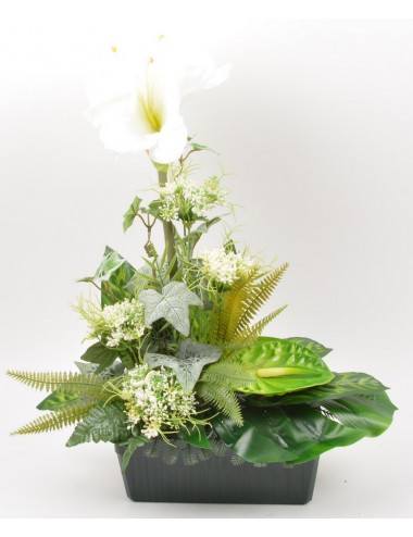 JARDINIERE 25 CM AMARYLLIS ANTHURIUM MINT