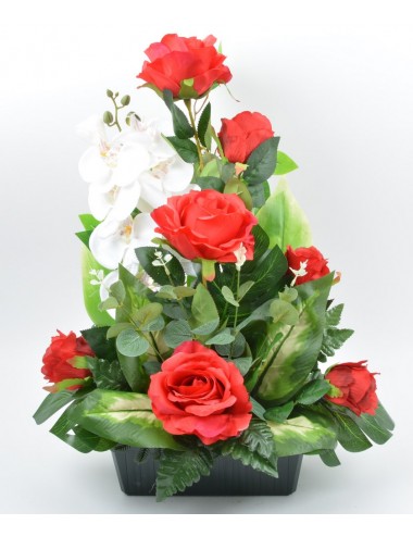 JARDINIERE 25 CM ROSE ORCHIDEE RED WHITE