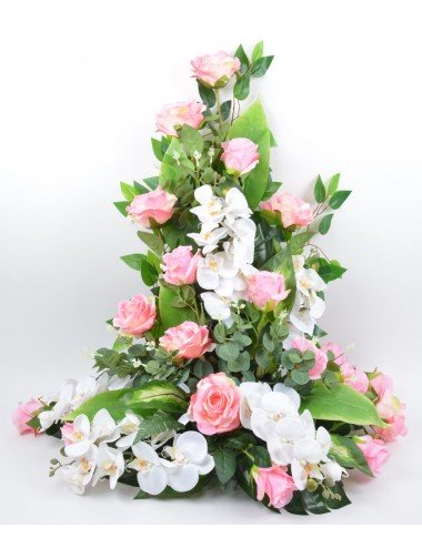 DEVANT DE TOMBE GM ROSE ORCHIDEE PINK WHITE